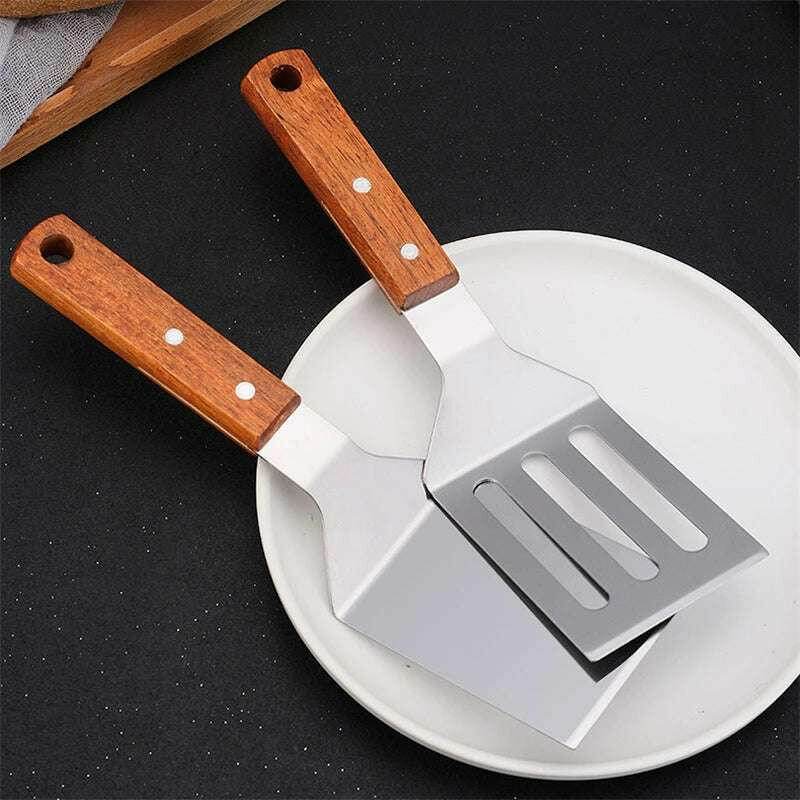 🍳 Spatule Professionnelle Inox & Bois – Pour Steak, Crêpes & Teppanyaki - Legeekshop