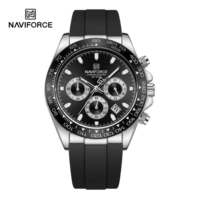 Montre de Luxe NAVIFORCE Homme, Étanche, Chronographe, Silicone, Quartz | Wayne Outfitters - Legeekshop