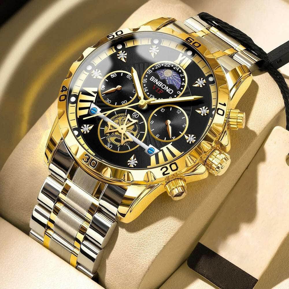 ⌚ Montre Homme BINBOND Quartz Chronographe Lune – Style Jeune & Élégant - Legeekshop