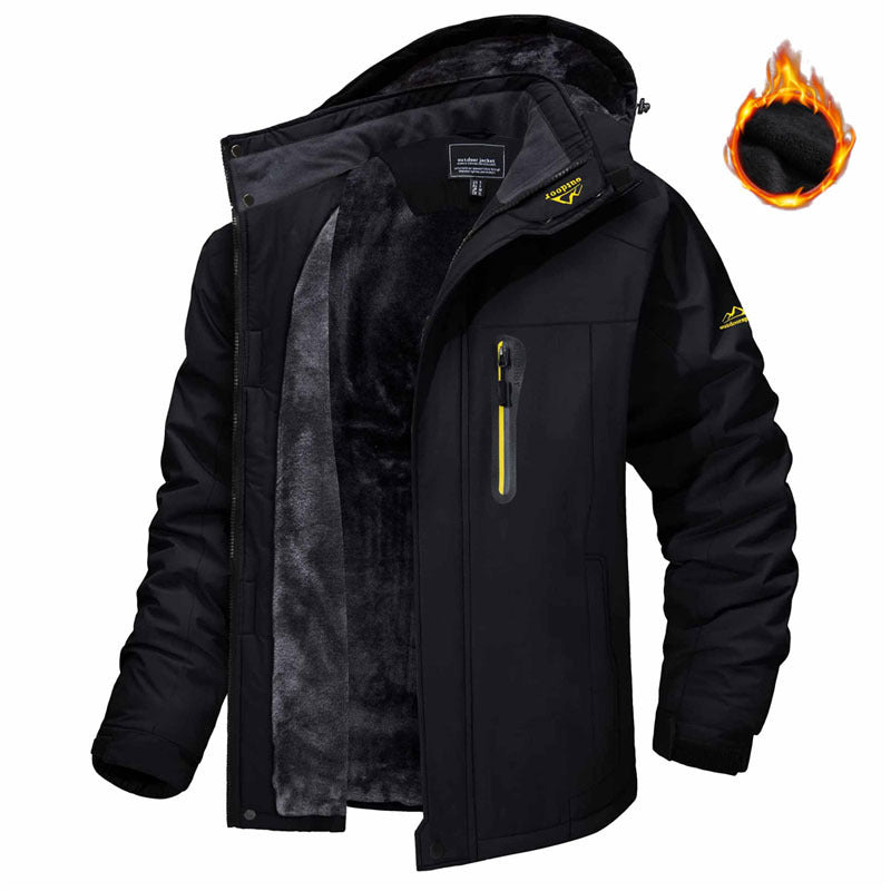 Veste Hiver Homme Capuche Polaire Imperméable Coupe-Vent