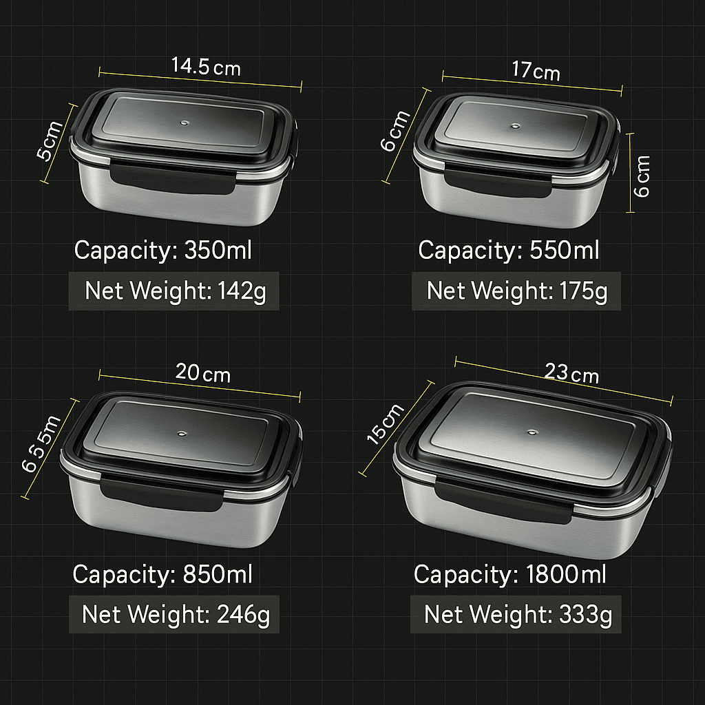 🥗 Boîte Alimentaire Inox 304 Hermétique | Lunch Box Bento Durable - Legeekshop