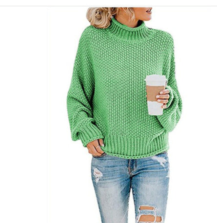 🧶 Pull Femme Col Roulé Tricoté Uni Casual 🧶
