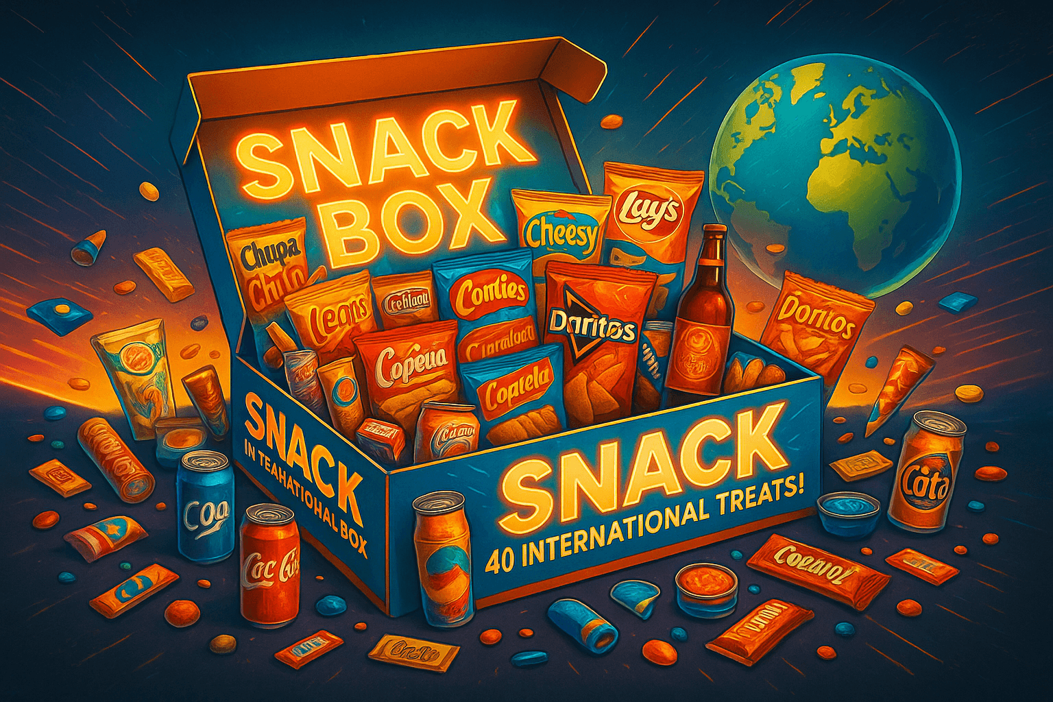 Snack Box d'au moins 40 produits internationaux : sucré, salé et boissons - Legeekshop