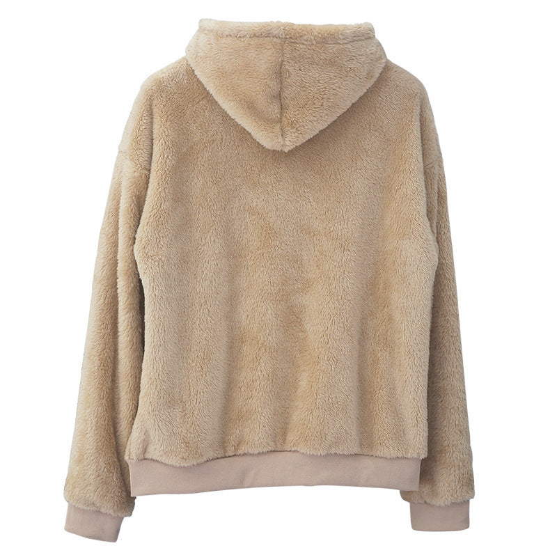 Sweat Capuche Homme Velours Double Face Poches Peluche