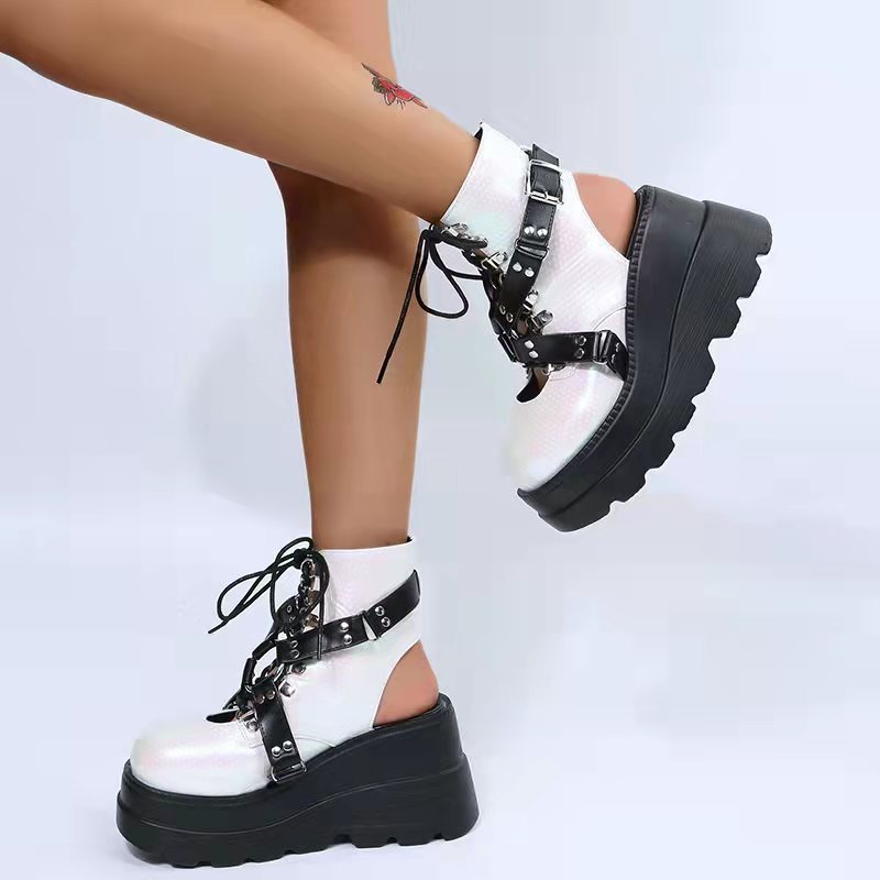 Bottes Gothiques Street Punk Grande Taille Mate Plateforme