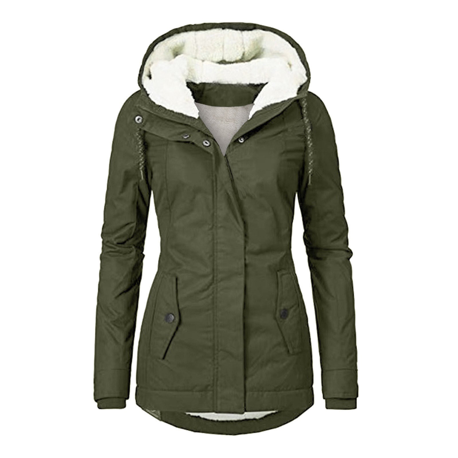 Veste Hiver Capuche Polaire Chaude Poches Zip Femme