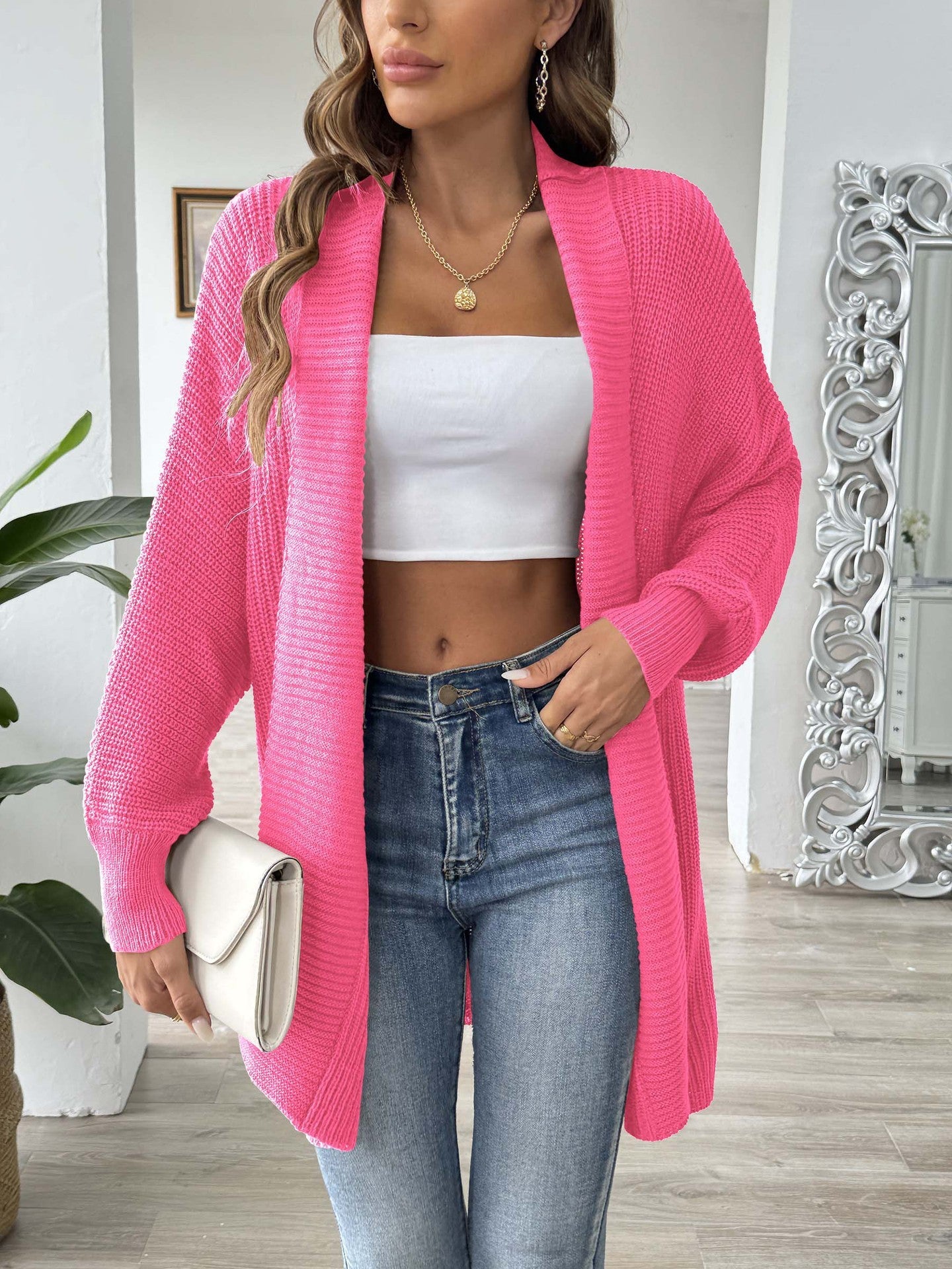 Cardigan Femme Simple Loose Manches Chauve-Souris