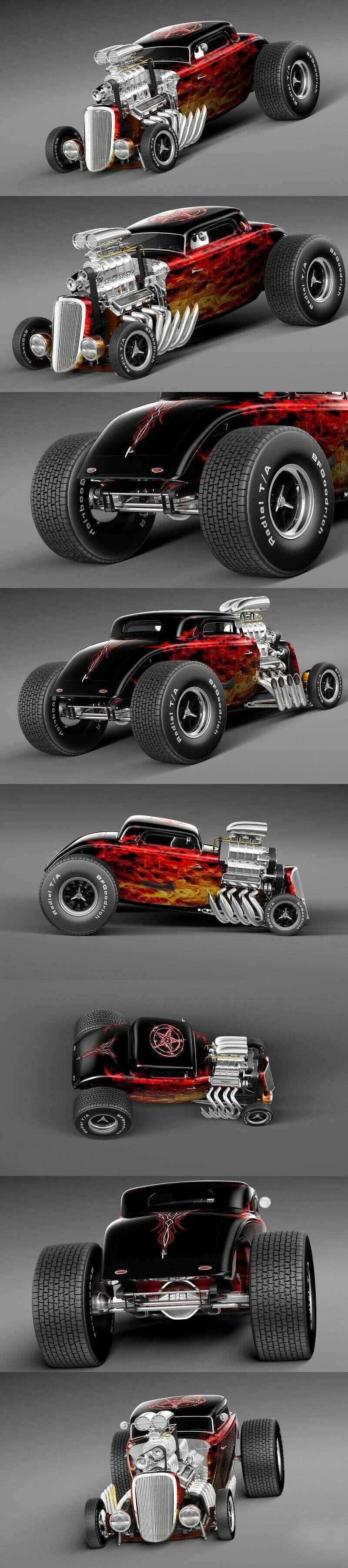 🏎️ 3D Model Ford 1933 Hot Wheels Hot Rod – MAX, FBX, OBJ, 3DS, TEX - Legeekshop