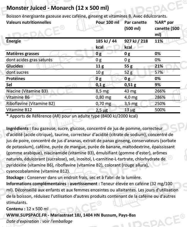 Monster Energy Juiced Monarch (12 x 500 ml) ou à l’unité - Legeekshop