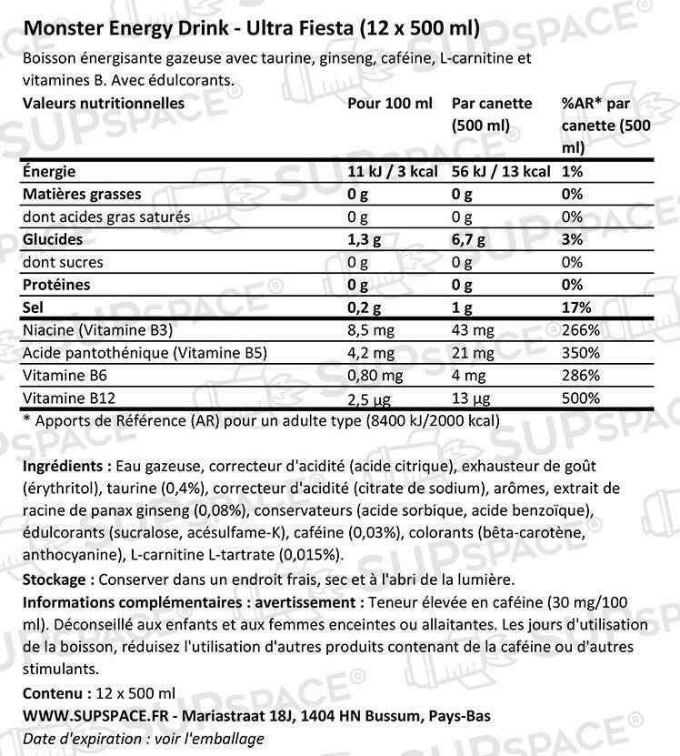 Monster Energy Ultra Fiesta (12 x 500 ml) ou à l'unité - Legeekshop