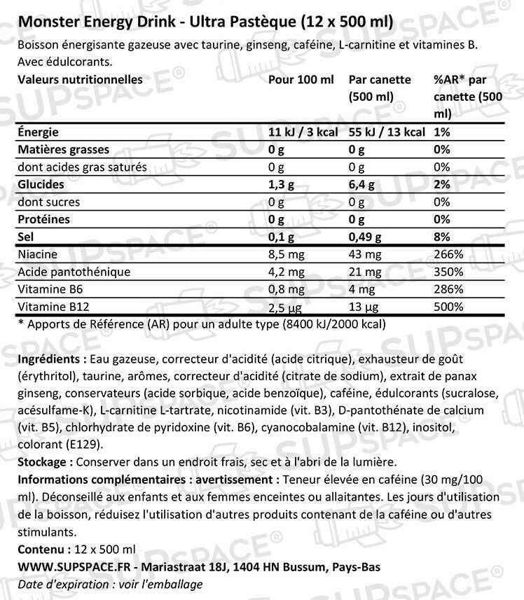 Monster Energy Ultra Pastèque (12 x 500 ml) ou à l'unité - Legeekshop