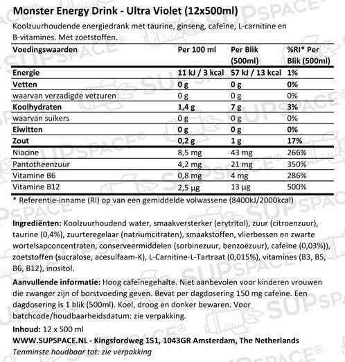 Monster Energy Ultra Violet (12 x 500 ml) ou à l'unité - Legeekshop