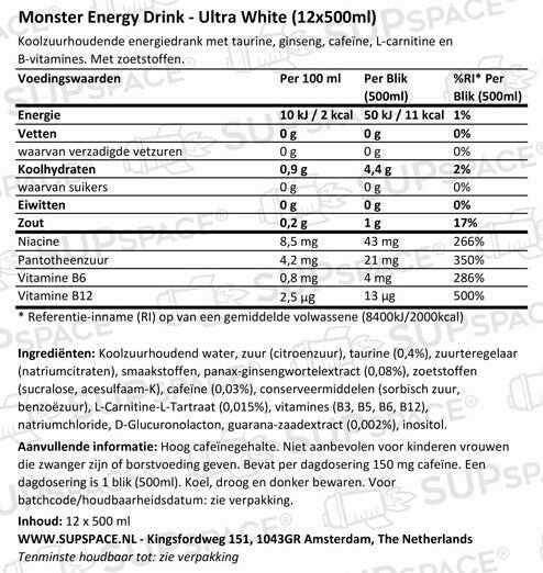 Monster Energy Ultra White (12 x 500 ml) ou à l'unité - Legeekshop