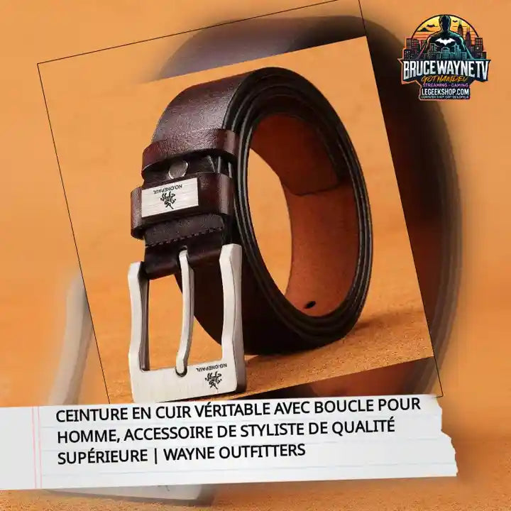 Ceinture en Cuir Véritable avec Boucle pour Homme, Accessoire de Styliste de Qualité Supérieure | Wayne Outfitters by@Outfy