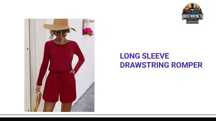 Long Sleeve Drawstring Romper by@Outfy