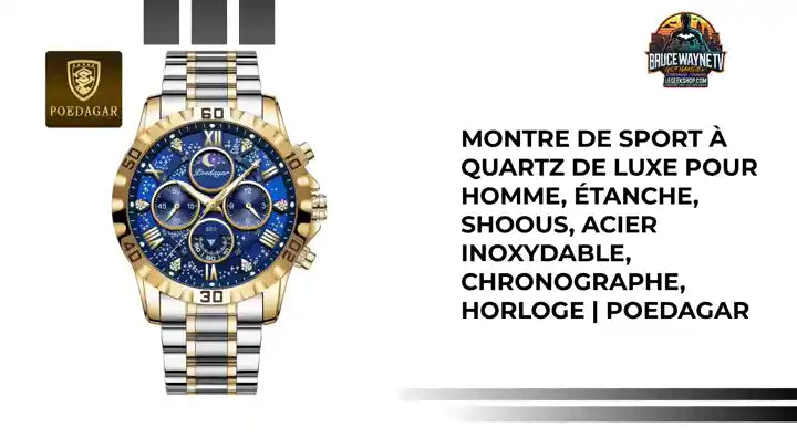 Montre de sport à quartz de luxe pour homme, étanche, Shoous, acier inoxydable, chronographe, horloge | POEDAGAR by@Outfy