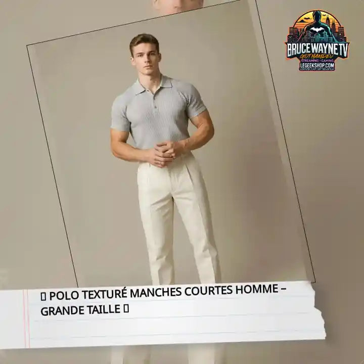 👕 polo texturé manches courtes homme – grande taille 👕 by@Outfy