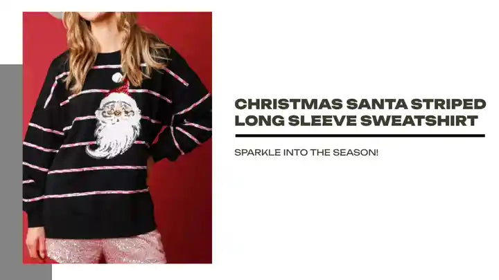 Christmas Santa Striped Long Sleeve Sweatshirt by@Outfy