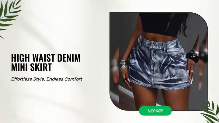 High Waist Denim Mini Skirt by@Outfy
