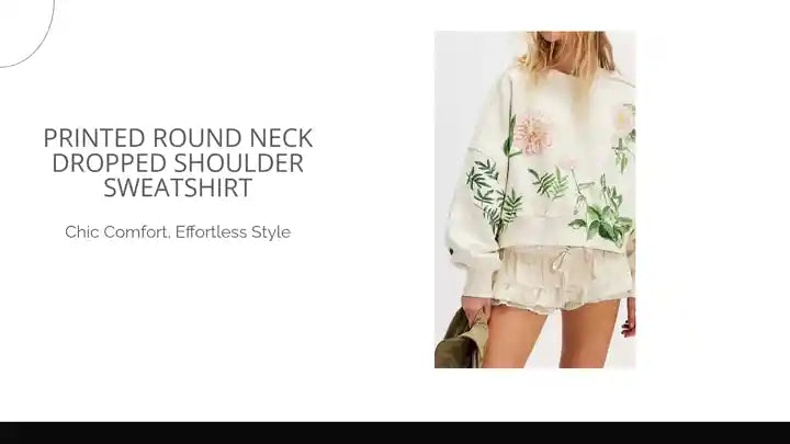 Printed Round Neck Dropped Shoulder Sweatshirt by@Outfy