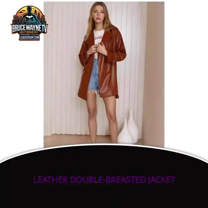 Leather Double-Breasted Jacket by@Outfy