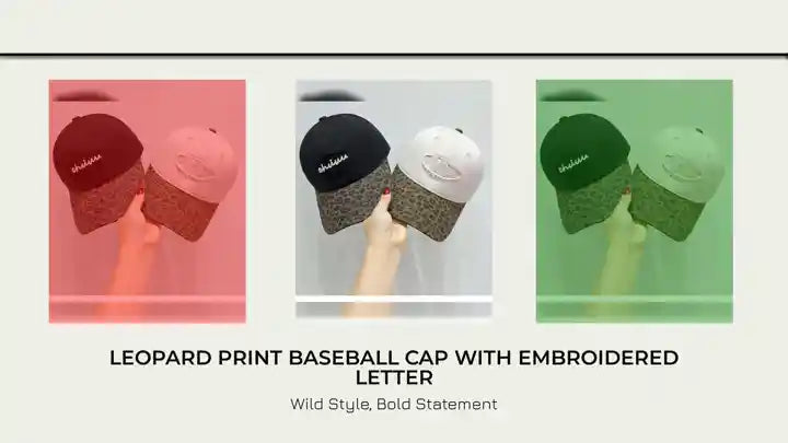 Leopard Print Baseball Cap with Embroidered Letter by@Outfy