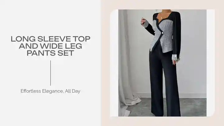 Long Sleeve Top and Wide Leg Pants Set by@Outfy