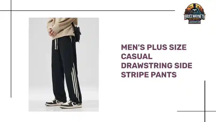 Men's Plus Size Casual Drawstring Side Stripe Pants by@Outfy