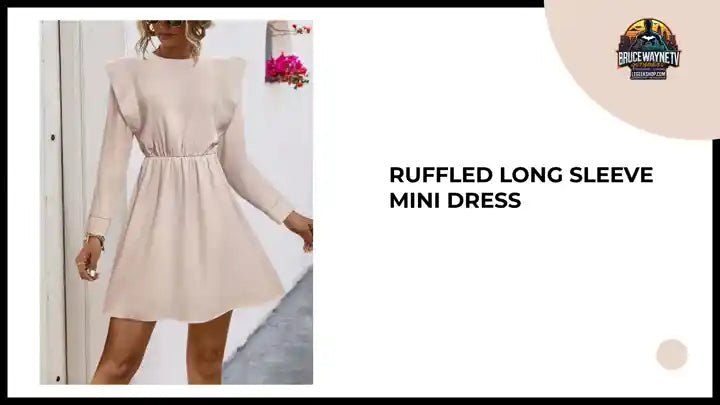 Ruffled Long Sleeve Mini Dress by@Outfy