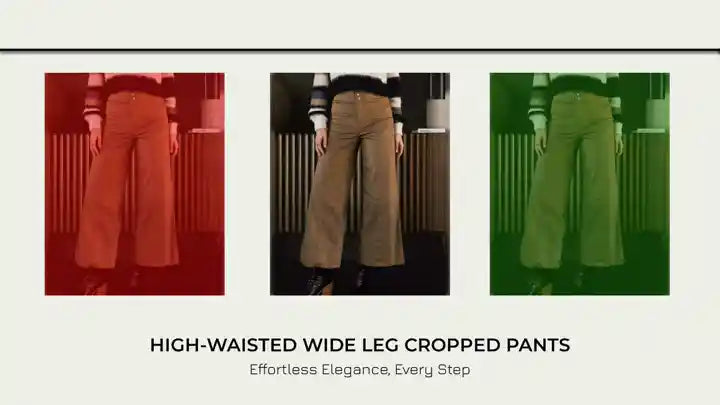 High-Waisted Wide Leg Cropped Pants by@Outfy