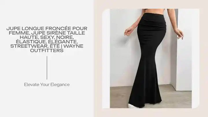 Jupe longue froncée pour femme, jupe sirène taille haute, sexy, noire, élastique, élégante, streetwear, été | Wayne Outfitters by@Outfy
