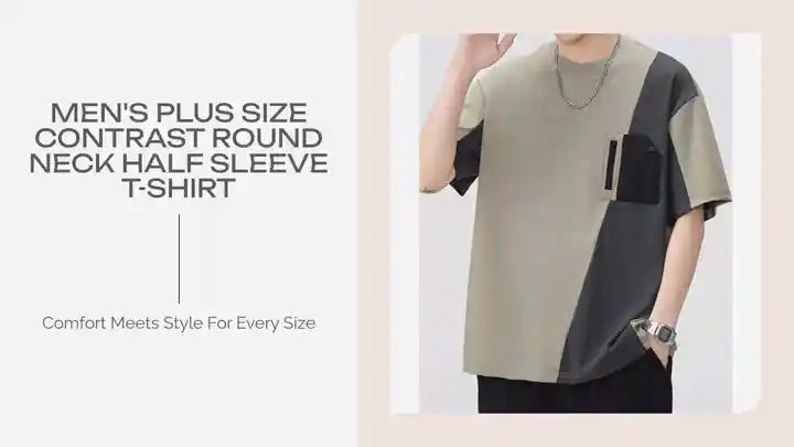 Men's Plus Size Contrast Round Neck Half Sleeve T-Shirt by@Outfy