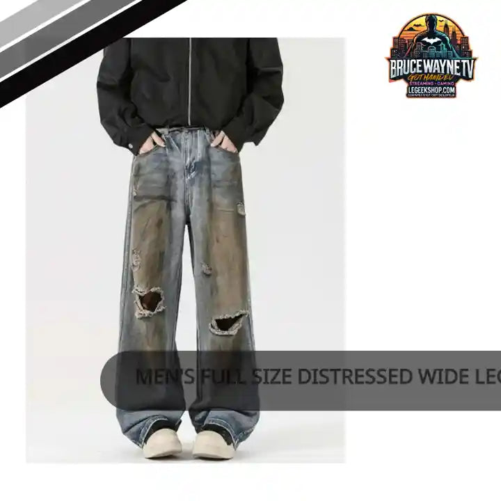 Men's Full Size Distressed Wide Leg Jeans Plus Size by@Outfy