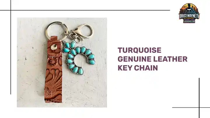 Turquoise Genuine Leather Key Chain by@Outfy