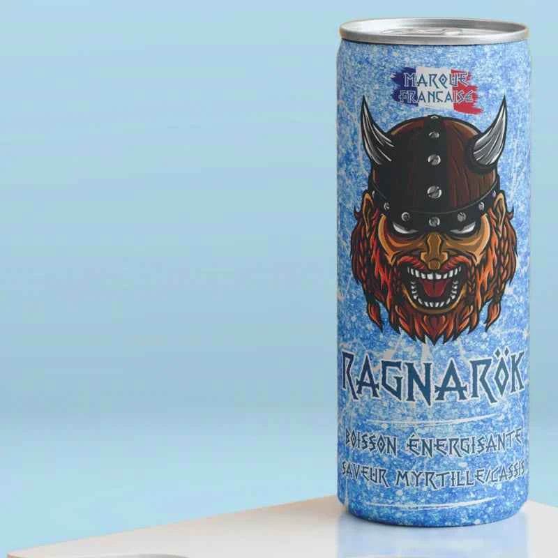 Ragnarök Energy Drink Saveur Myrtille/Cassis - Pack de 24 Canettes et à l'Unité - Legeekshop