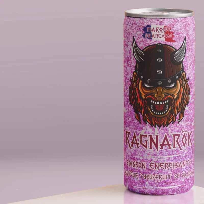 Ragnarök Energy Drink Saveur Yuzu/Fruit du Dragon - Pack de 24 Canettes et à l'Unité - Legeekshop