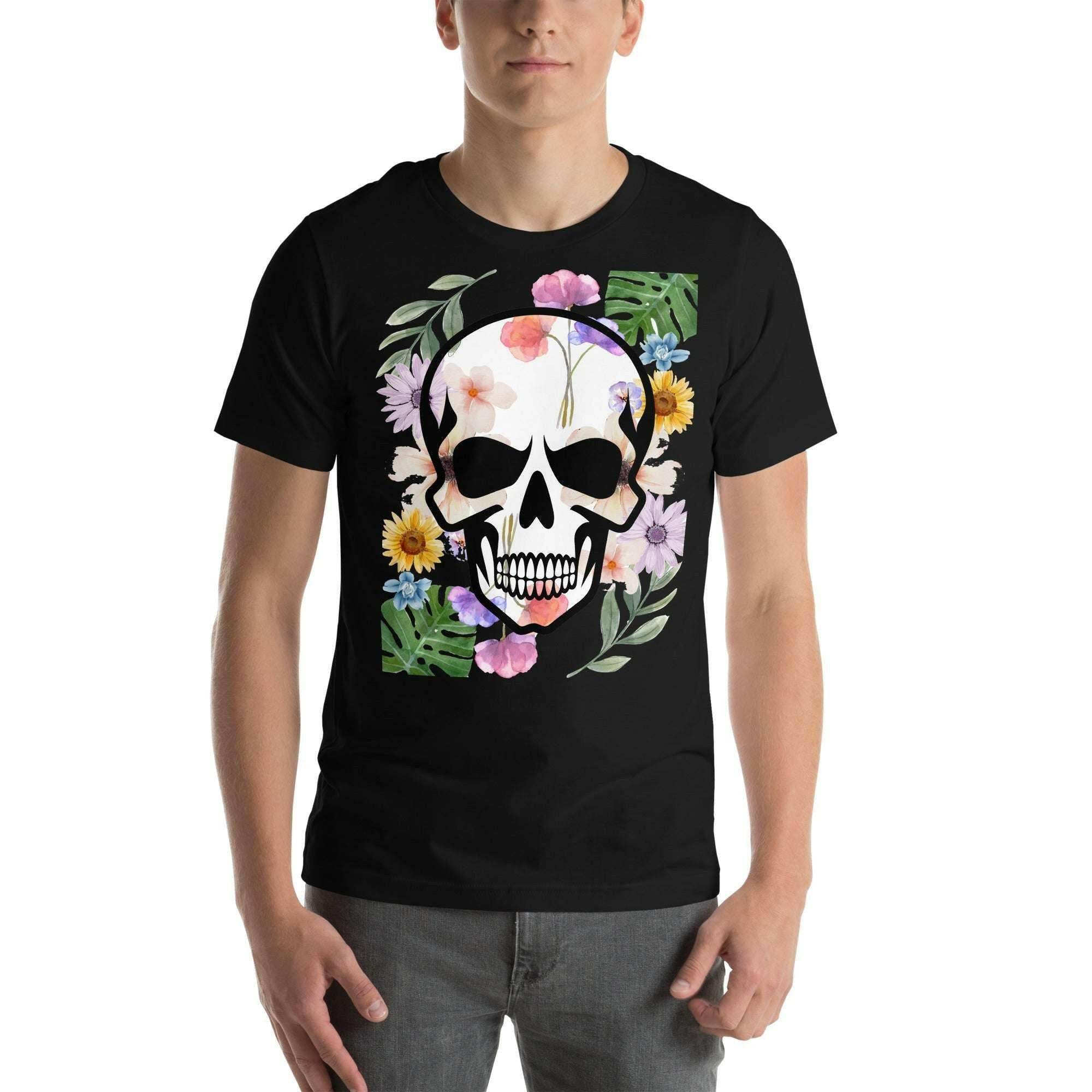 T-shirt Unisexe à Imprimé Crâne et Fleurs - Mode Estivale | Wayne Outfitters - Legeekshop
