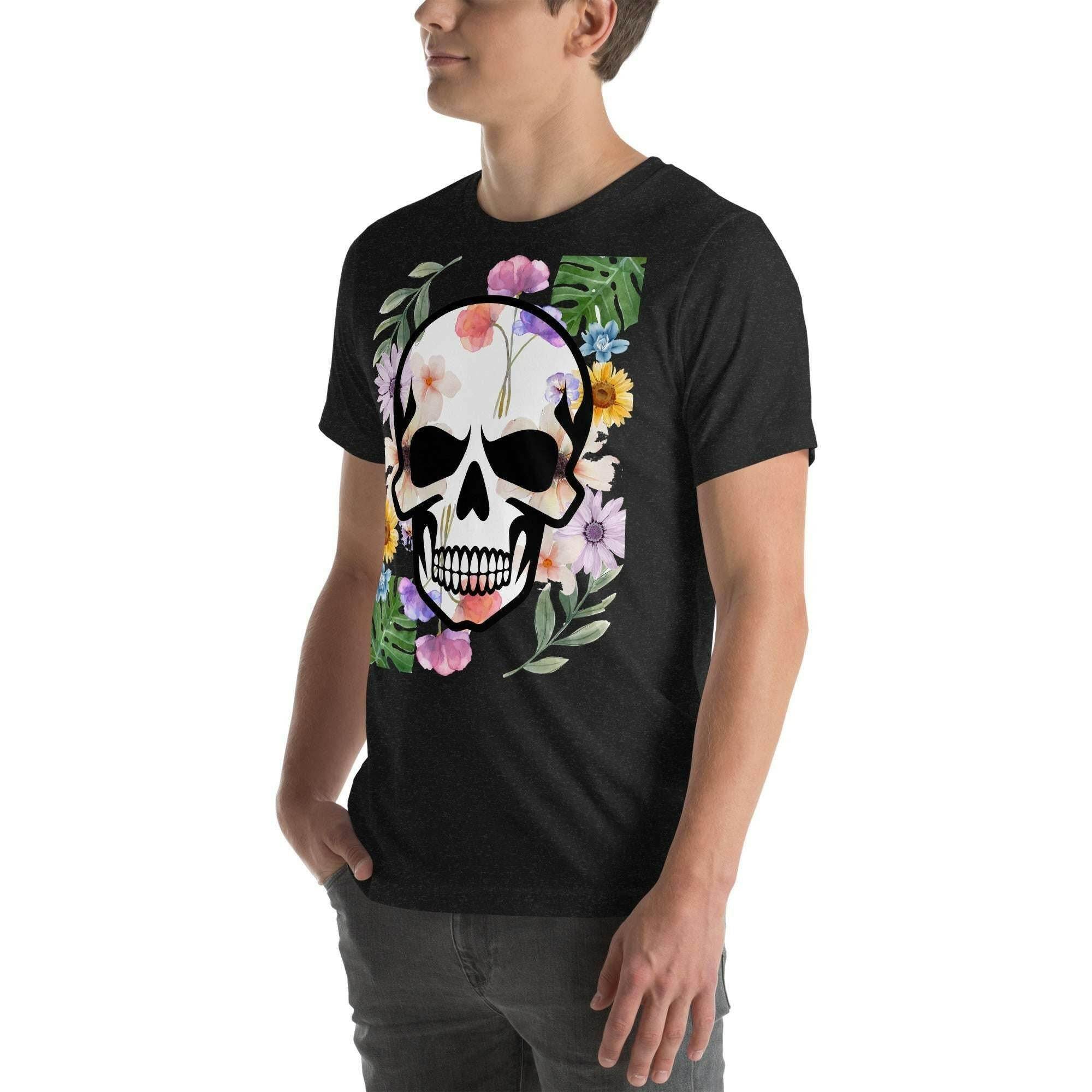 T-shirt Unisexe à Imprimé Crâne et Fleurs - Mode Estivale | Wayne Outfitters - Legeekshop