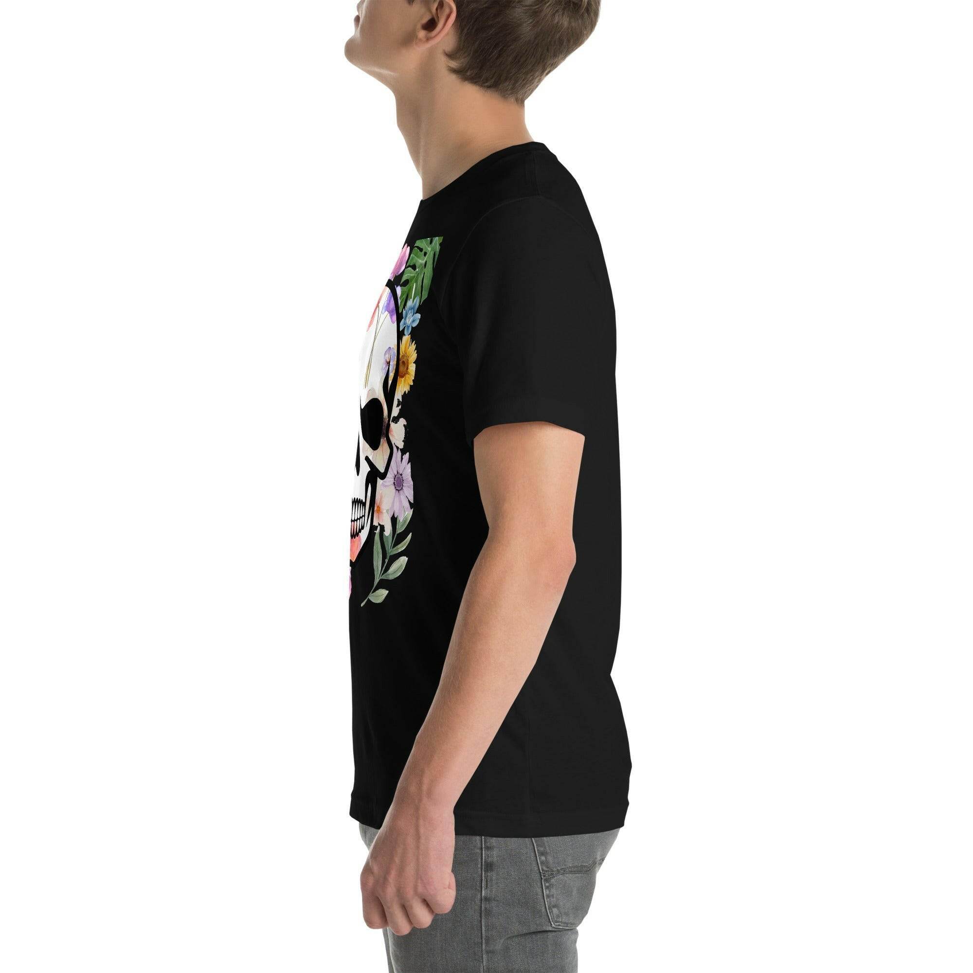 T-shirt Unisexe à Imprimé Crâne et Fleurs - Mode Estivale | Wayne Outfitters - Legeekshop
