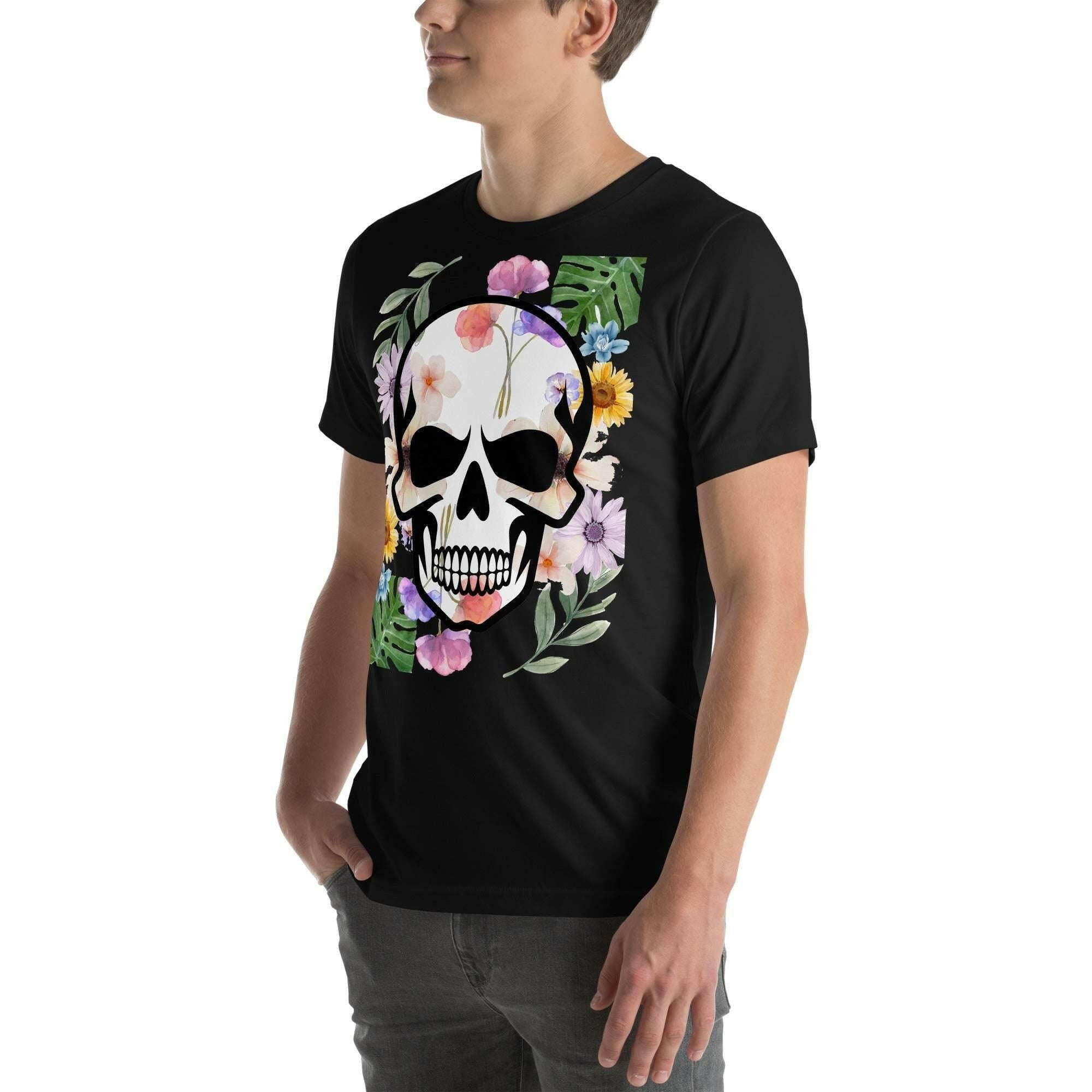T-shirt Unisexe à Imprimé Crâne et Fleurs - Mode Estivale | Wayne Outfitters - Legeekshop