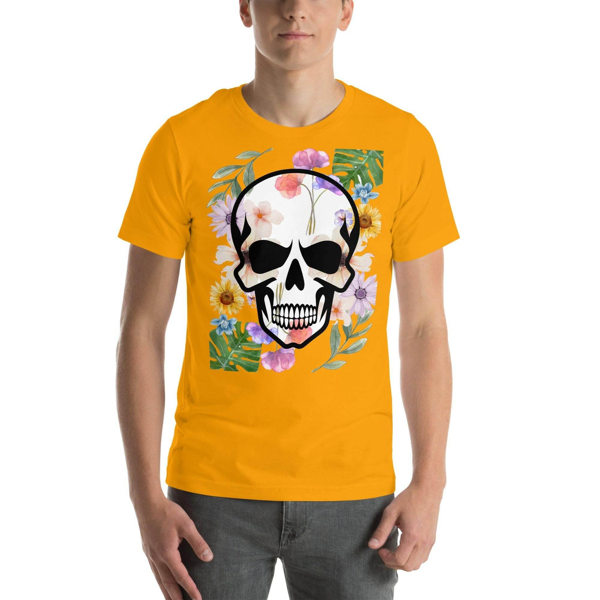 T-shirt Unisexe à Imprimé Crâne et Fleurs - Mode Estivale | Wayne Outfitters - Legeekshop