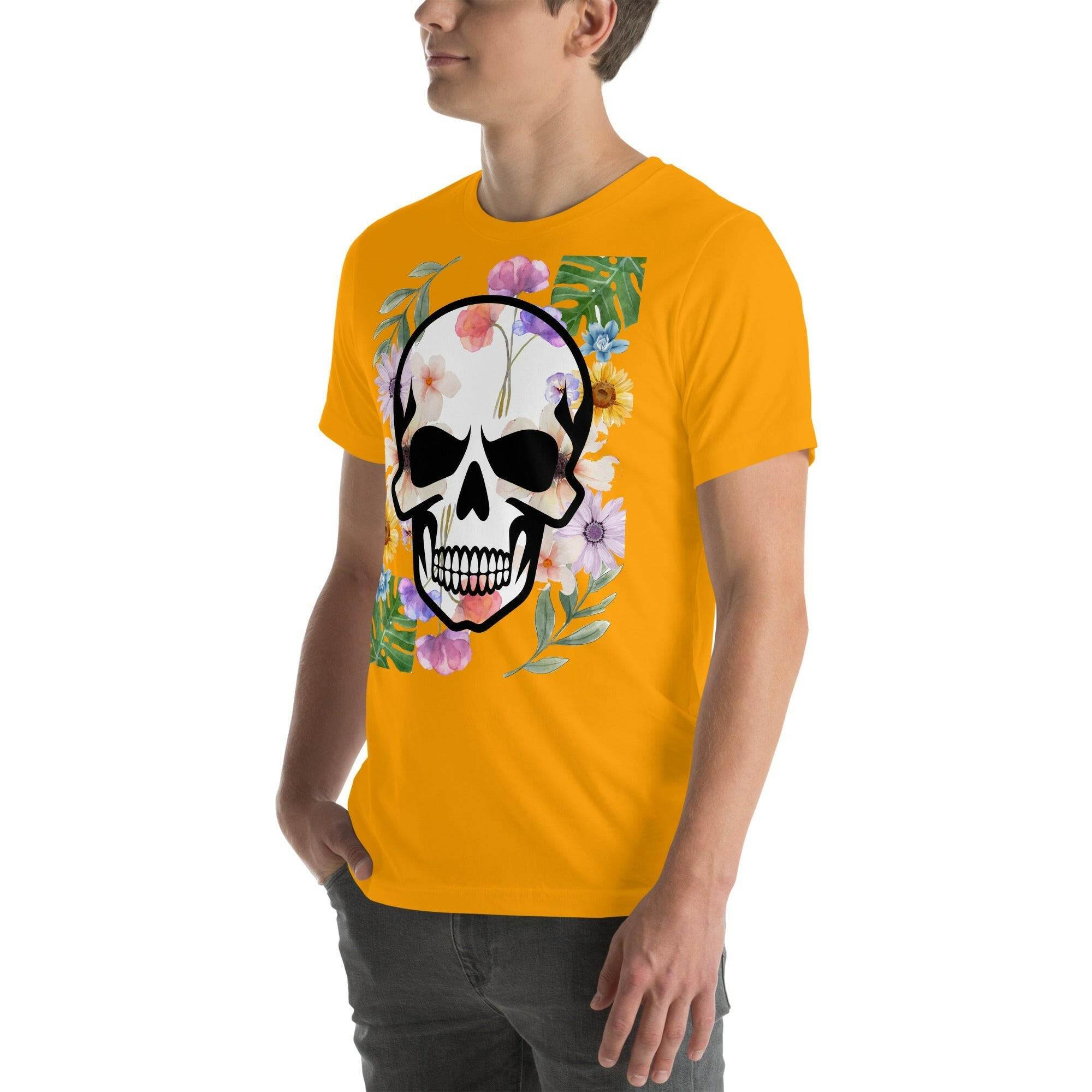 T-shirt Unisexe à Imprimé Crâne et Fleurs - Mode Estivale | Wayne Outfitters - Legeekshop