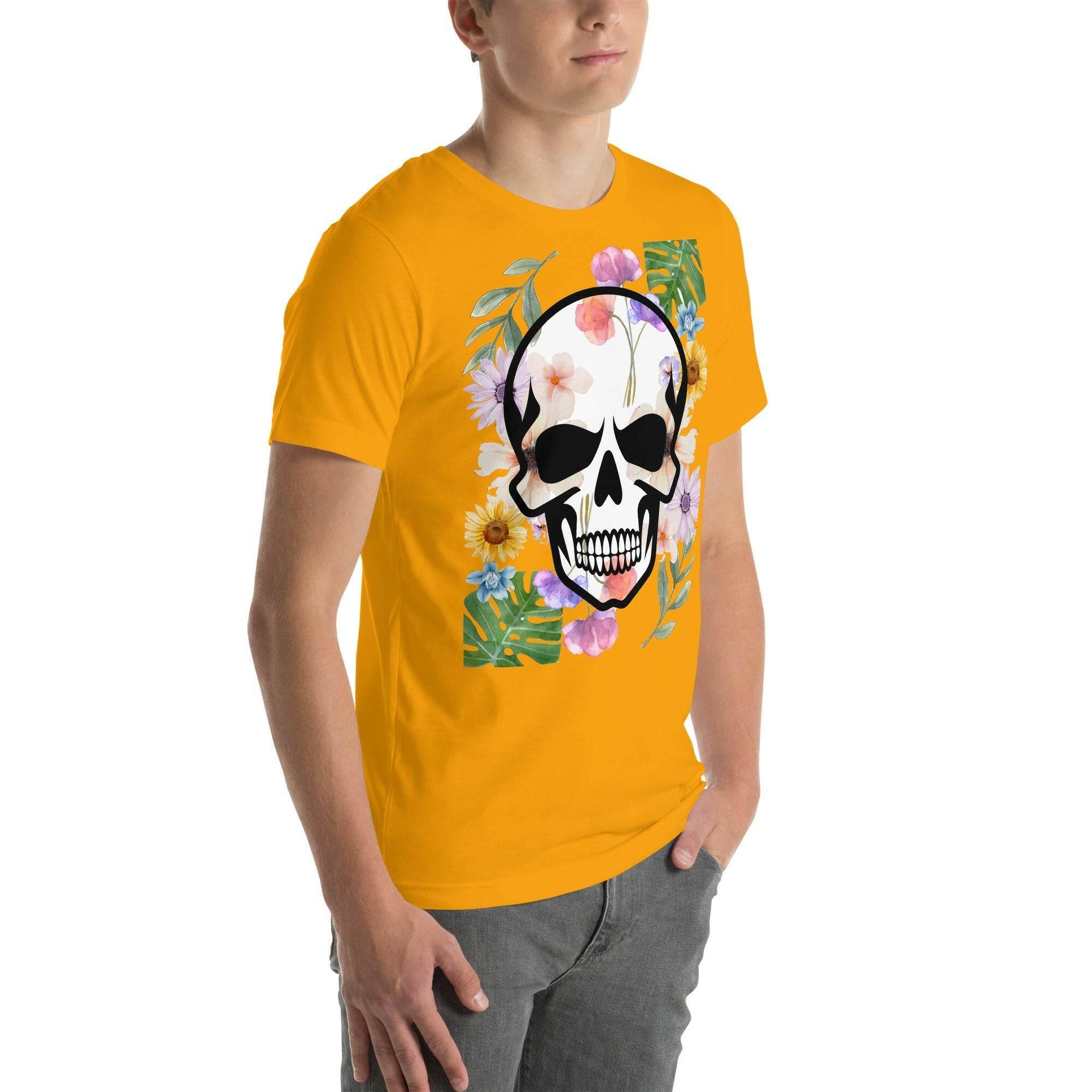 T-shirt Unisexe à Imprimé Crâne et Fleurs - Mode Estivale | Wayne Outfitters - Legeekshop
