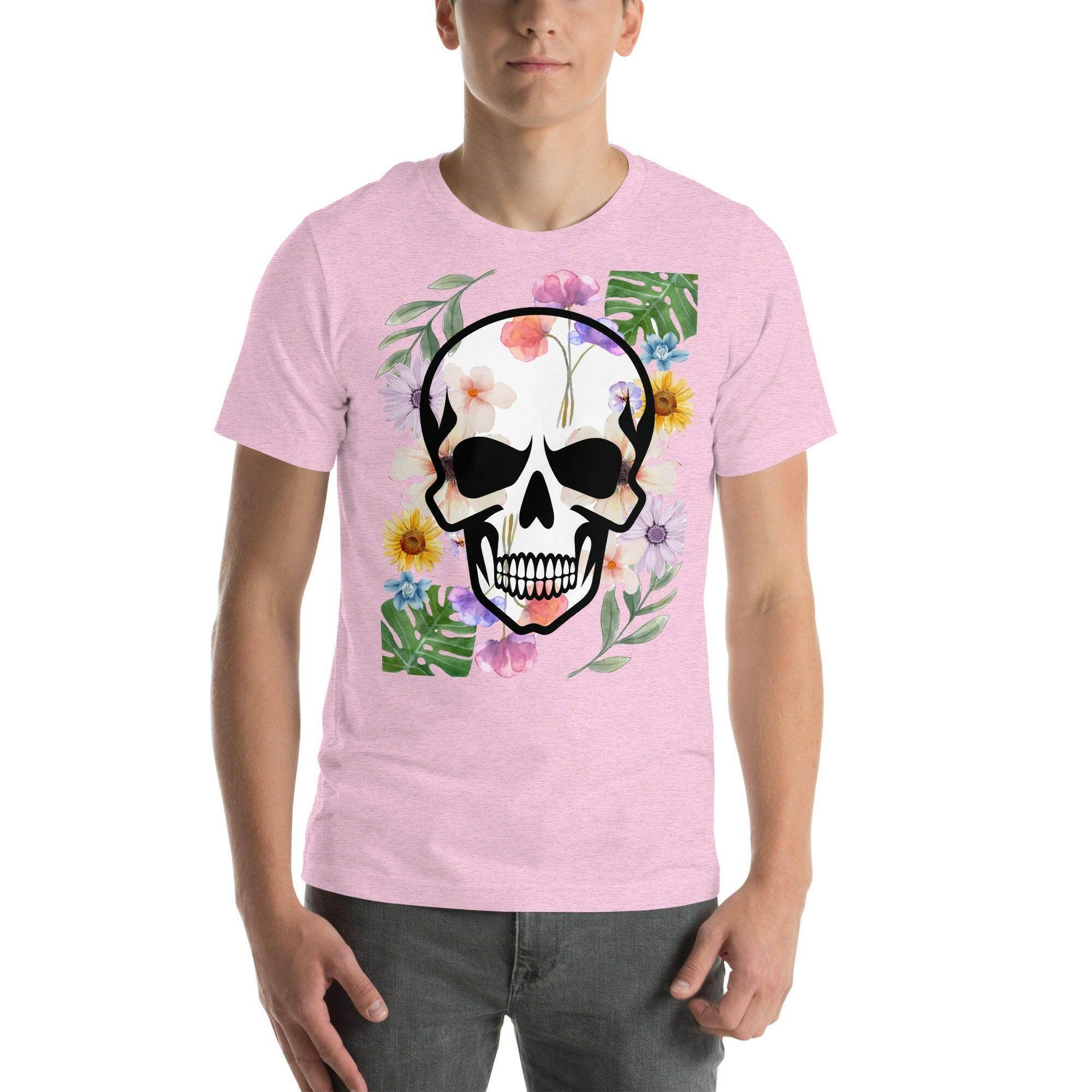 T-shirt Unisexe à Imprimé Crâne et Fleurs - Mode Estivale | Wayne Outfitters - Legeekshop