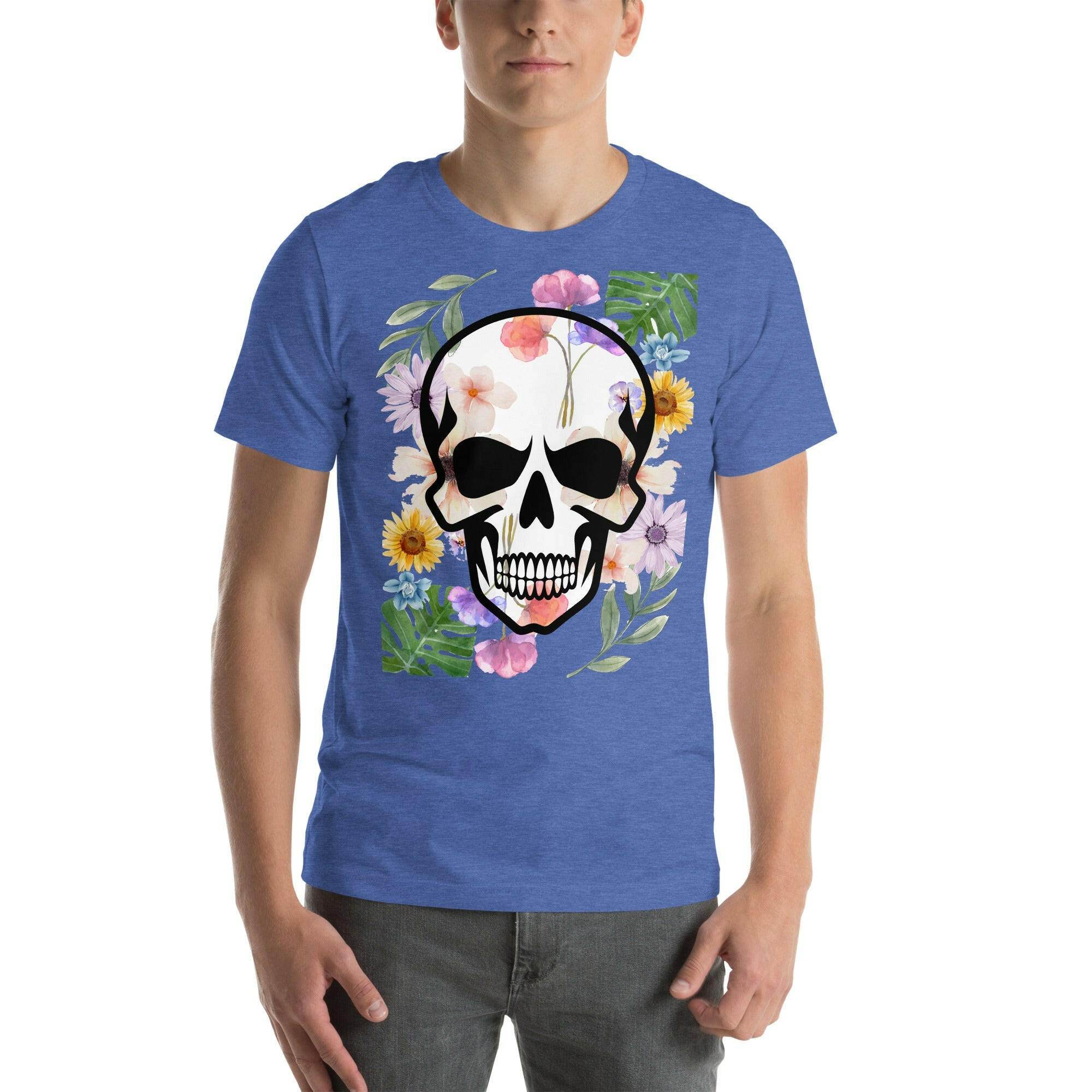T-shirt Unisexe à Imprimé Crâne et Fleurs - Mode Estivale | Wayne Outfitters - Legeekshop
