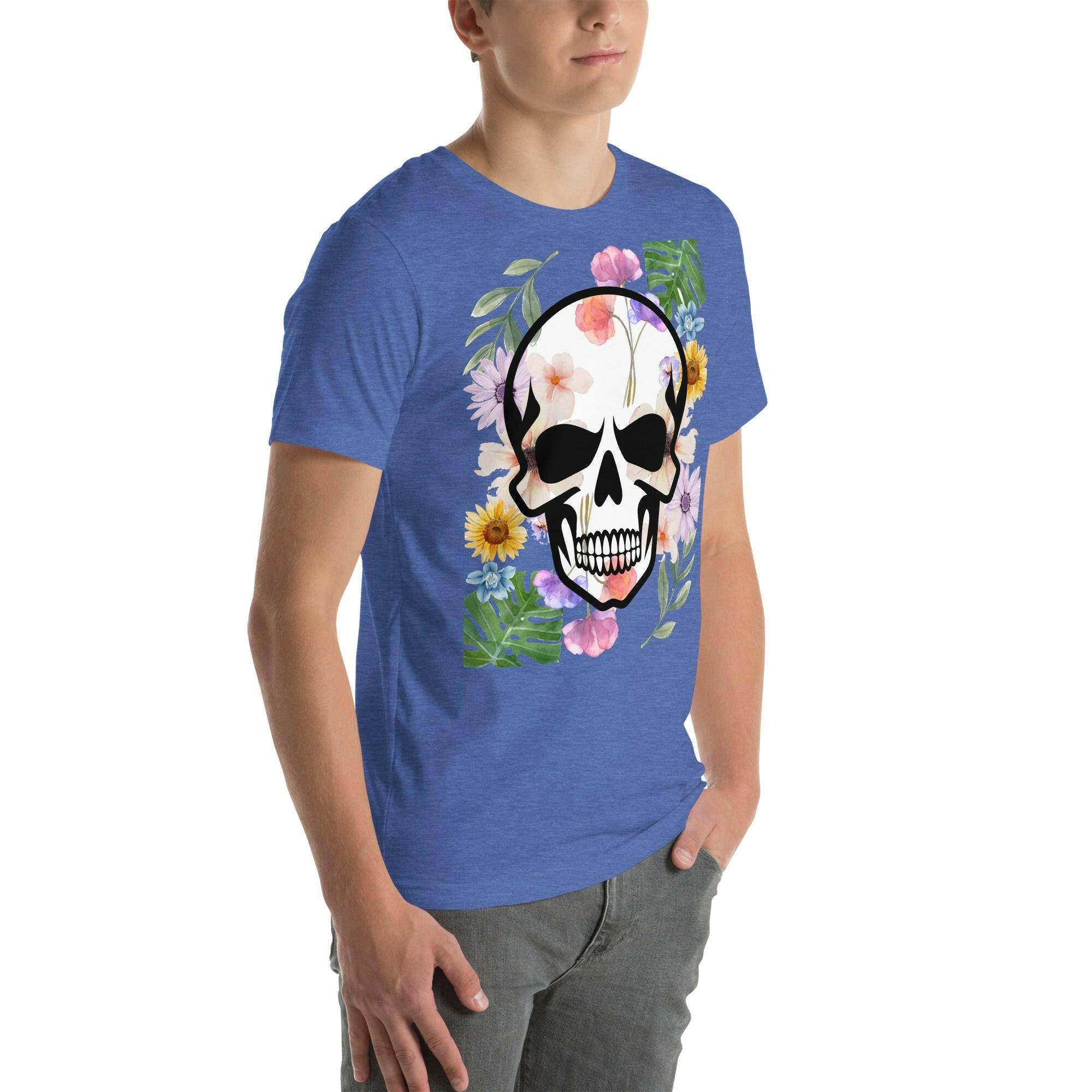 T-shirt Unisexe à Imprimé Crâne et Fleurs - Mode Estivale | Wayne Outfitters - Legeekshop