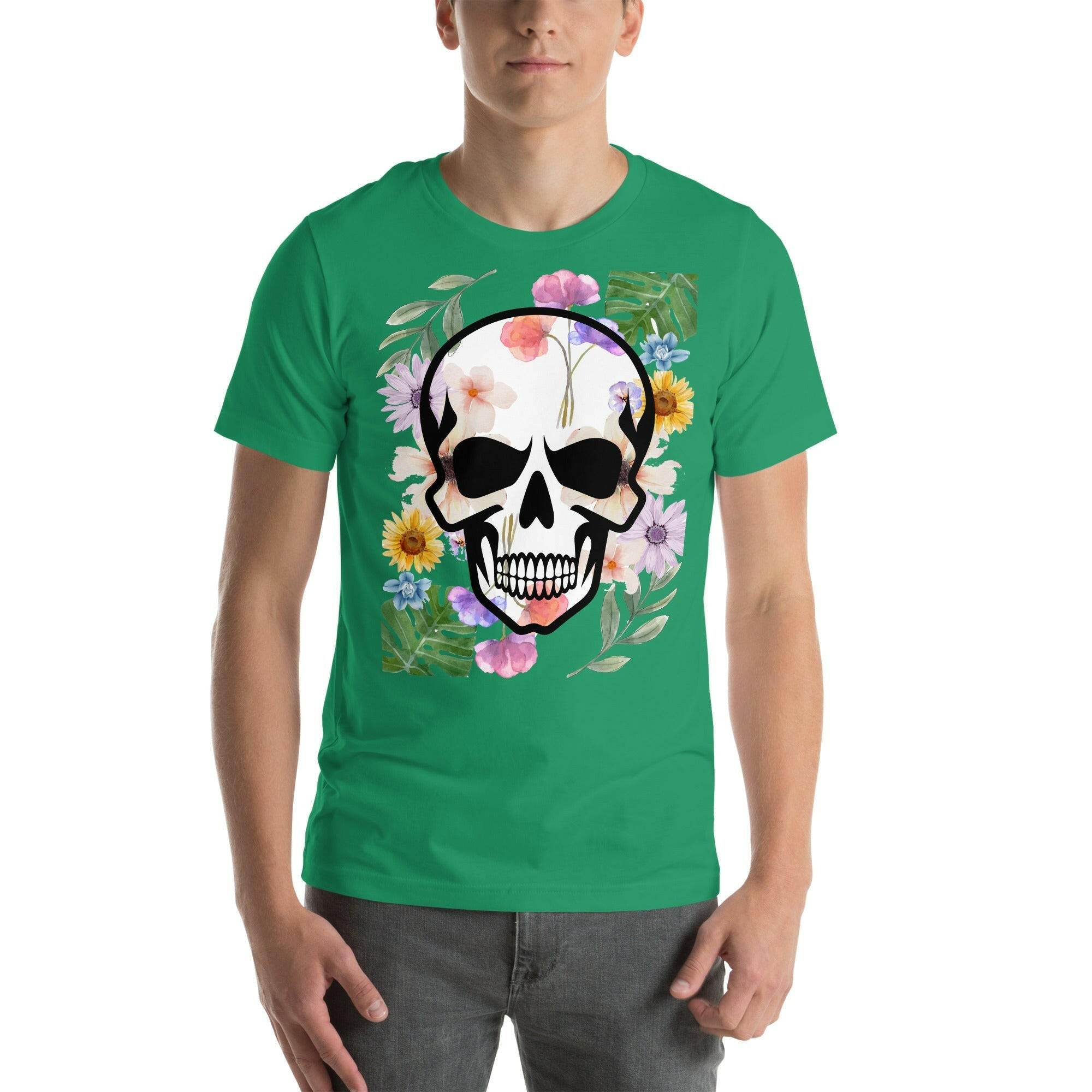 T-shirt Unisexe à Imprimé Crâne et Fleurs - Mode Estivale | Wayne Outfitters - Legeekshop