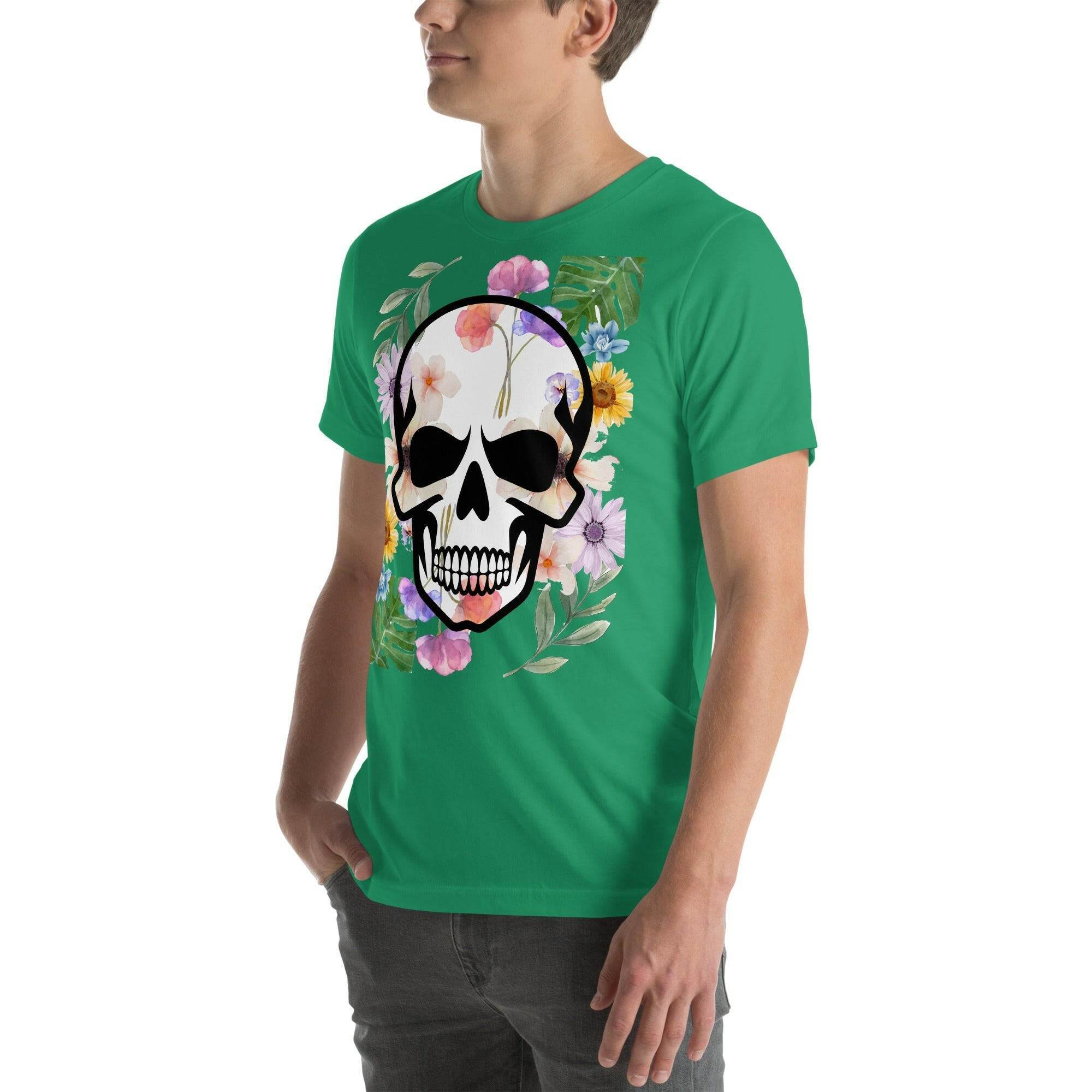 T-shirt Unisexe à Imprimé Crâne et Fleurs - Mode Estivale | Wayne Outfitters - Legeekshop