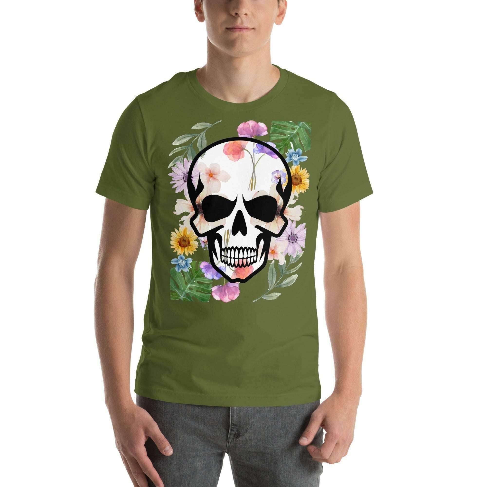 T-shirt Unisexe à Imprimé Crâne et Fleurs - Mode Estivale | Wayne Outfitters - Legeekshop