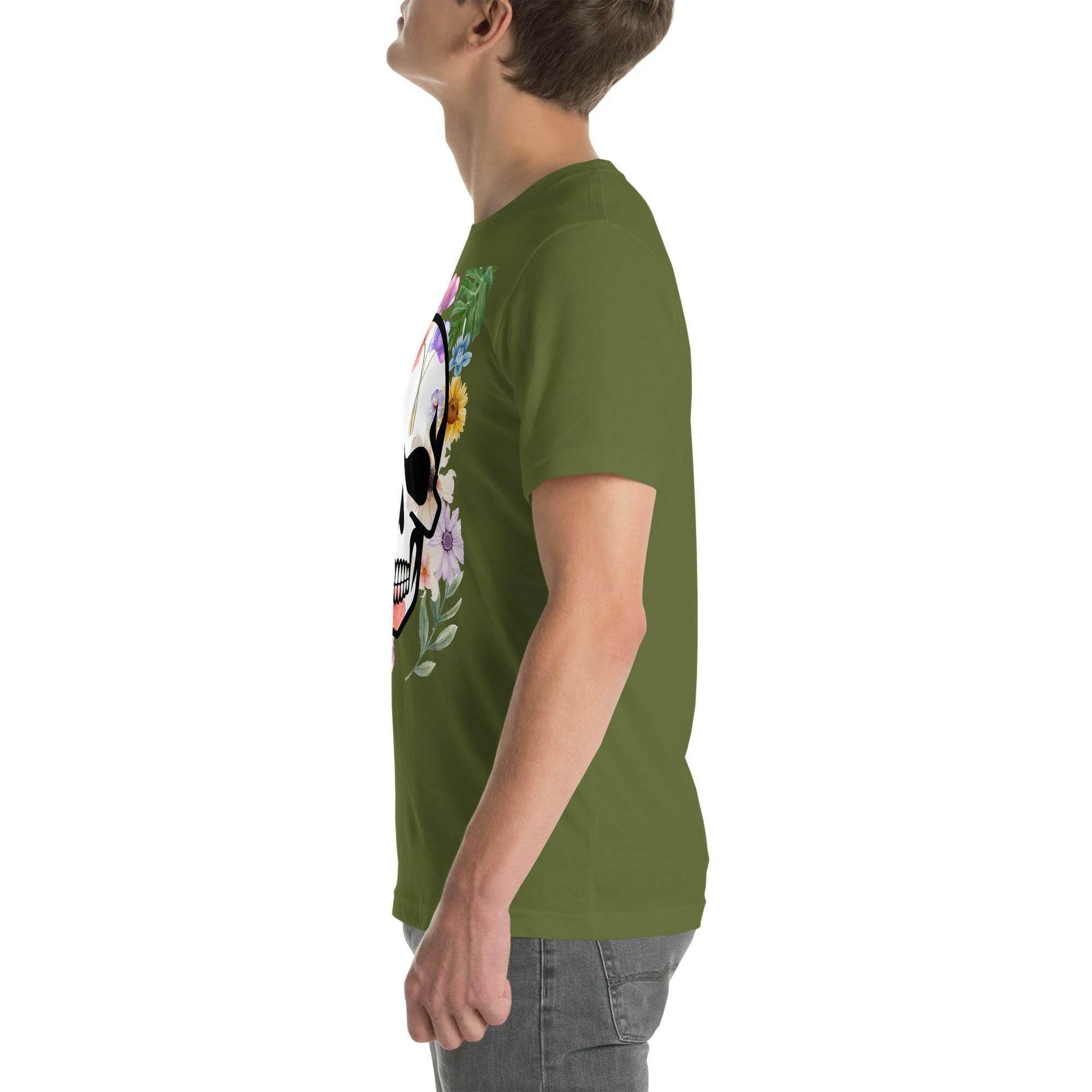 T-shirt Unisexe à Imprimé Crâne et Fleurs - Mode Estivale | Wayne Outfitters - Legeekshop